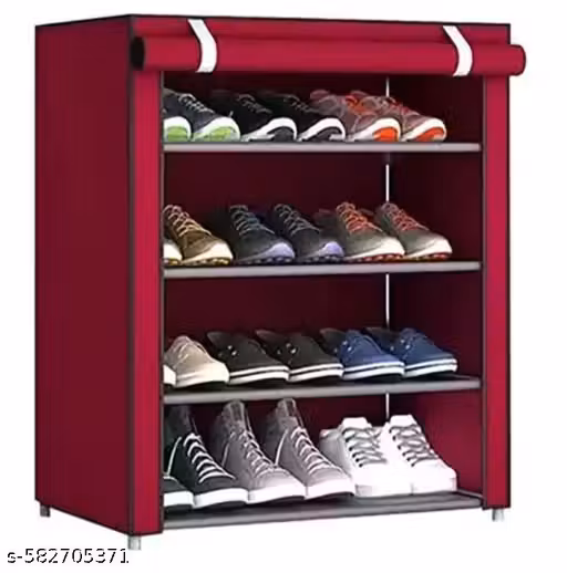Shoe rack 4 shelves maroon -555