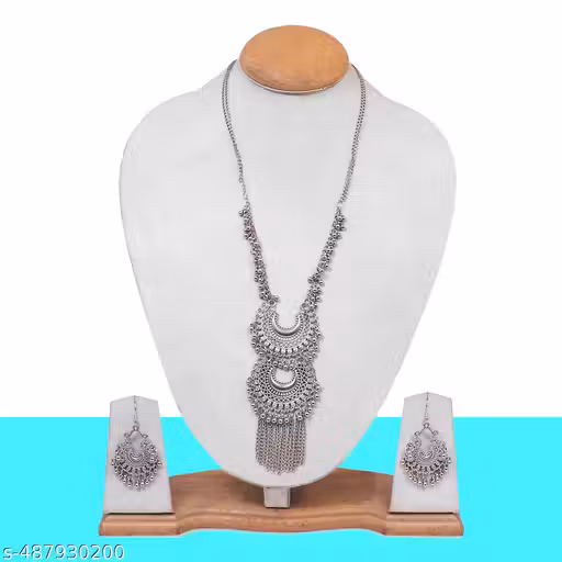 Mariyam Fashion's Premium Catalogue | Premium Catalog Oxidised Jewellery German Silver Jewellery Silver jewellery set::Silver necklace set::Oxidised Jewellery set::mirror oxidised jewellery::oxidised mirror jewellery set