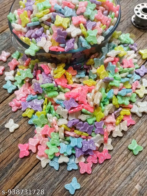 ( 200 pc)Butterfly beads, art and craft beads Butterfly - Shaped jewellery artificial beads, bracelet beats etc.
