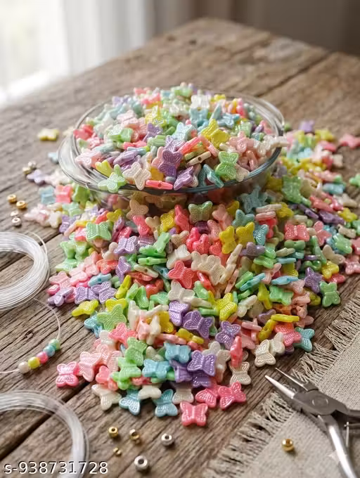 ( 200 pc)Butterfly beads, art and craft beads Butterfly - Shaped jewellery artificial beads, bracelet beats etc.