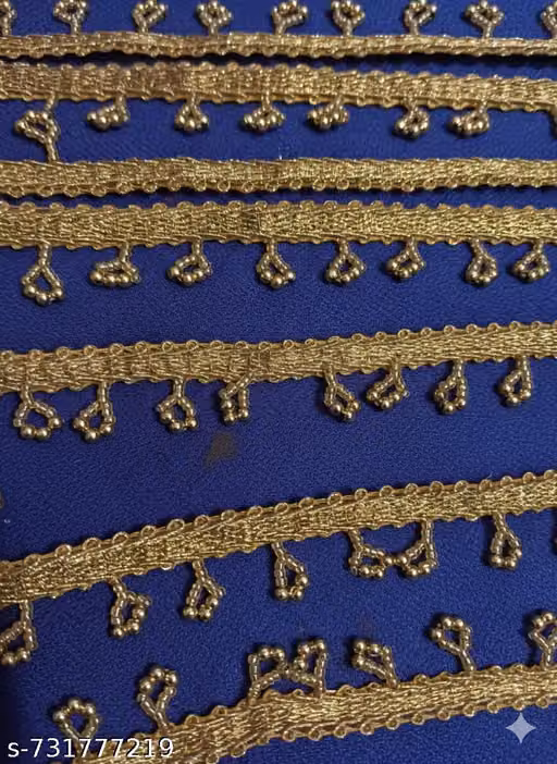 (8 meter) golden colour lace, blouse lace design lace, suit lace, Saree lace, dupatta lace, paerl lace, fancy lace, moti lace,beads lace, etc.