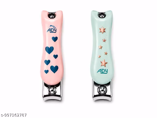 TRUVIBE Nail Cutter Set of 2 | Stainless Steel Nail Clippers | Heart & Star Printed Nail Cutter | Sharp Blade Nail Trimmer | Portable Nail Clipper for Men, Women & Kids
