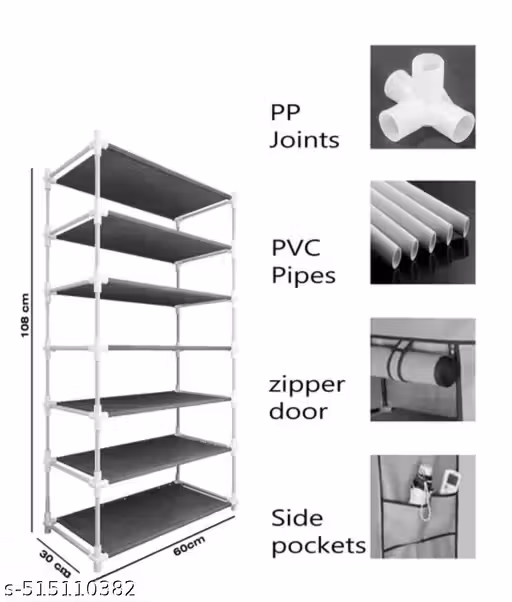 Shoe rack / shoe / Storage Rack Storage Rack Collapsible Wardrobe Portable Space Saving/Rack Shelf Organizer 6 Layer Shoe Rack Organizer Stand | Shoe Rack with Zip Cover, Wide Space Storage Rack made by Non Woven Fabric for footwear, Toys, clothes | Shoe