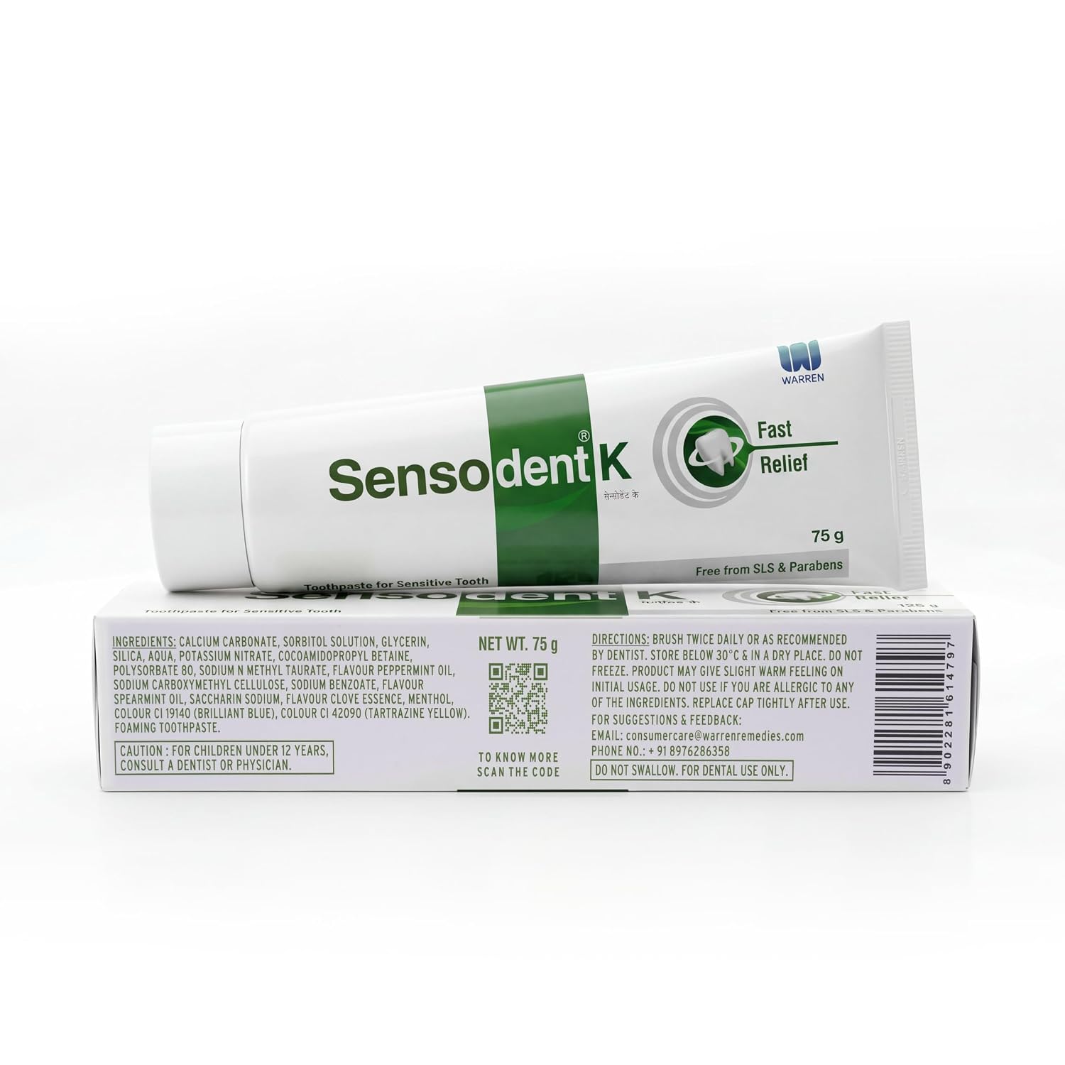 Toothpaste for Sensitive Teeth - Instant Relief & Long-Lasting Protection, Dentist Recommended, SLS & Paraben Free - 75g x Pack of 2