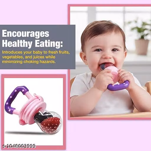 New Silicone Fruit Shape Teether And Fruit Nibbler For Baby 6-12 Months Baby Teether And Nibbler 3-6 Months Babies Combo Pack Color Red & Pink Set - Toddler