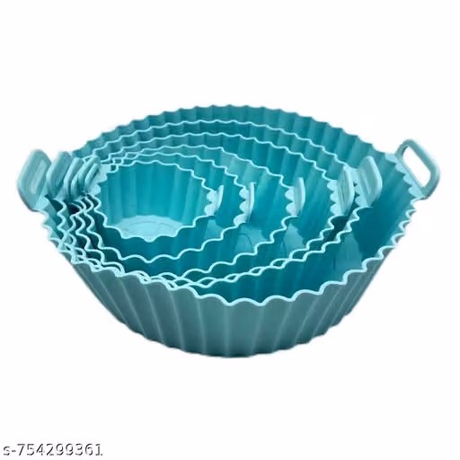 Kitchen 6 Pcs Round Reusable Non-Stick air Fryer Accessories Silicone Coating Pot Basket(Multicolor)