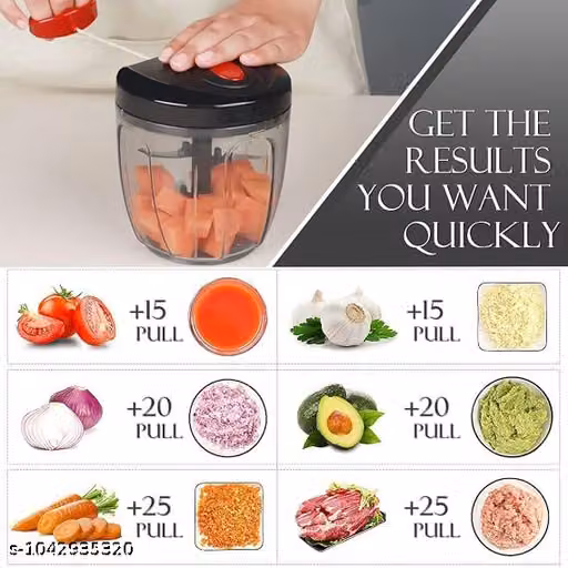 Manual Mini Handy and Compact Chopper, Vegetable Cutter for Onion, Garlic, Fruits, and Nuts with 3 Blades for Effortlessly Chopping for Your Kitchen (Black, 900ml)