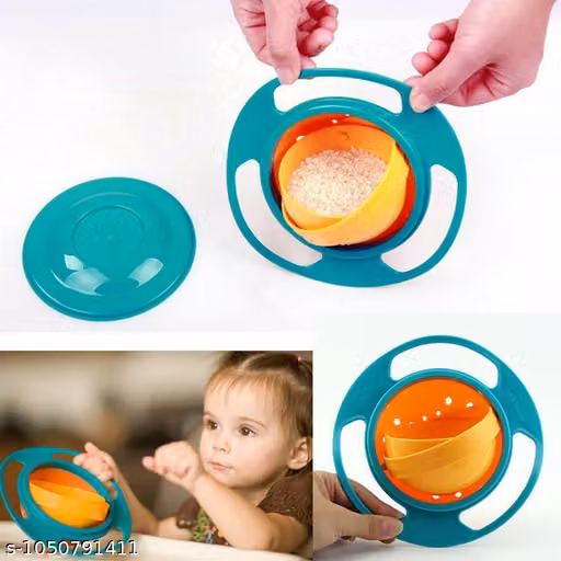 Bowl for Baby 1 Pc Multicolor Non-Spill Toddler Feeding Bowl, 360° Rotating Spill-Proof Dish for Kids, Snack Container with Lid, BPA-Free, Easy to Clean, Mealtime Solution for Babies