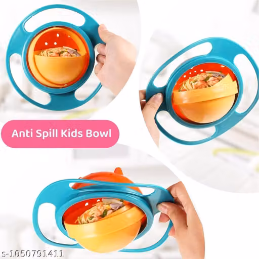 Bowl for Baby 1 Pc Multicolor Non-Spill Toddler Feeding Bowl, 360° Rotating Spill-Proof Dish for Kids, Snack Container with Lid, BPA-Free, Easy to Clean, Mealtime Solution for Babies
