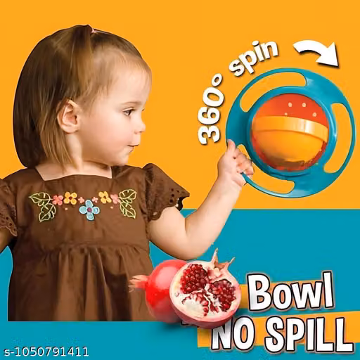 Bowl for Baby 1 Pc Multicolor Non-Spill Toddler Feeding Bowl, 360° Rotating Spill-Proof Dish for Kids, Snack Container with Lid, BPA-Free, Easy to Clean, Mealtime Solution for Babies