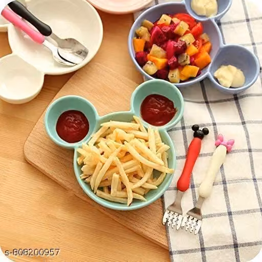 Plastic Serving Food Plate Children Plastic Shaped Serving Food Plate, Fruit Plate, Baby Cartoon Bowl Plate, Children Tableware - (Multicolor Pack of - 3)