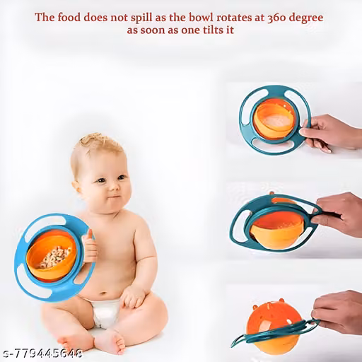 baby bowl 360 degree rotating dish, Bowl for baby and kids, magic bowl for kids for Home and kitchen ideal daily use Bowl for Toddlers-Baby Container Mess Free Snack Bowls,( Multicolour, pack of 1 )