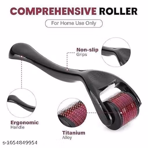 Derma Roller 0.5mm for Hair & Beard Growth – 540 Titanium Micro Needles for Hair Regrowth, Beard Growth, Acne Scar Reduction & Skin Rejuvenation – Safe for Men & Women (Black)