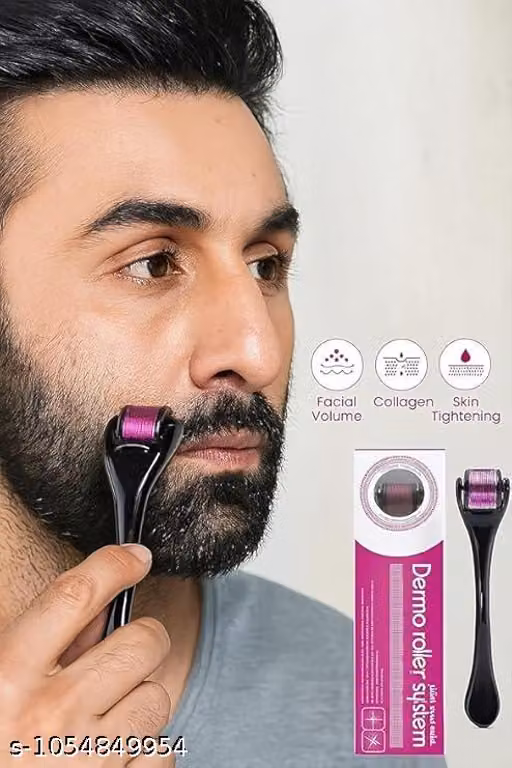 Derma Roller 0.5mm for Hair & Beard Growth – 540 Titanium Micro Needles for Hair Regrowth, Beard Growth, Acne Scar Reduction & Skin Rejuvenation – Safe for Men & Women (Black)