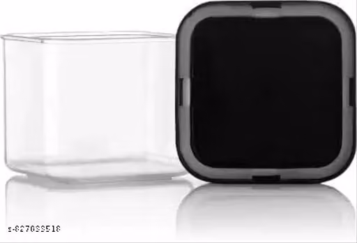 Unbreakable Air Tight Square Plastic Containers Set 4 for Kitchen Storage 500ml Kitchen Container, BPA Free Storage Containers, Plastic Grocery (Black, 4)