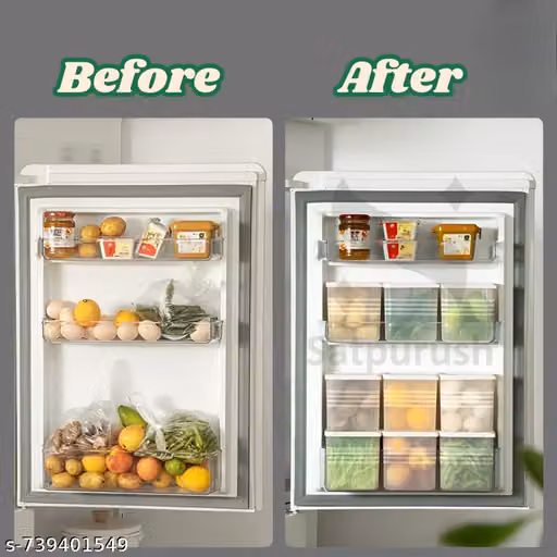 Fridge Storage Containers for Vegetables – 1200 ml (Pack of 6) | Refrigerator Organiser Boxes | Freezer Safe, BPA Free Plastic Fridge Containers | Kitchen Storage Box for Vegetables & Fruits