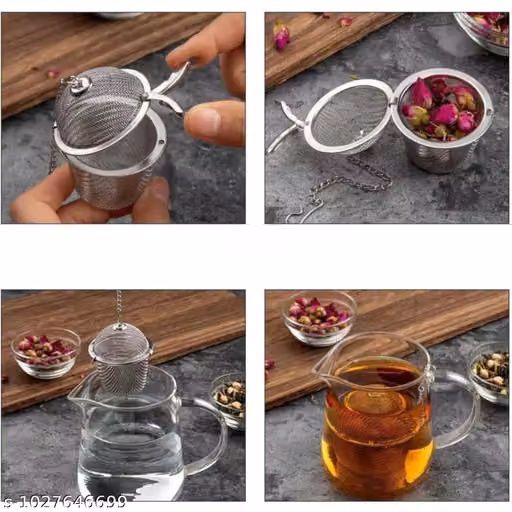 Stainless Steel Tea Infuser Ball 4.5 cm (Pack of 1) Fine Mesh Tea Strainer with Chain Hook for Loose Leaf Tea, Chai & Herbs |Reusable Small Tea Filter