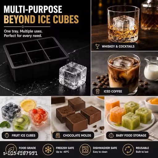 1 Pcs Square silicone ice cube trays molds, 15 cavities silicone ice tray for whiskey and cocktail (black color - 15 cavity)