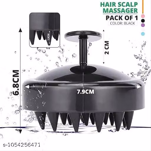 Scalp Head Massager & Shampoo Brush: Eco-Friendly Wheat Straw Hair Care Tool For Hair Growth, Dandruff Removal, And Preventing Hair Loss (Solid Black)