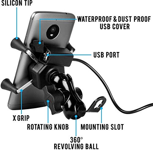 Universal Bike Mobile Holder Mount Cradle Bike with Mobile Charger USB Port for Bikes Motorcycles Scooters Bicycle Activa