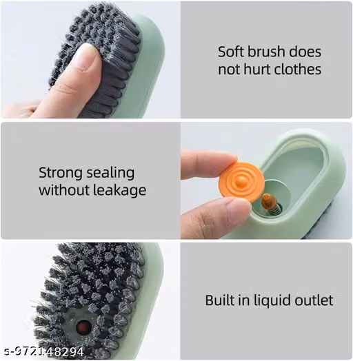 Liquid Adding Soft Fur Cleaning Brush Multifunctional Shoe Brush Clothes Cleaning Tools Pack of 2
