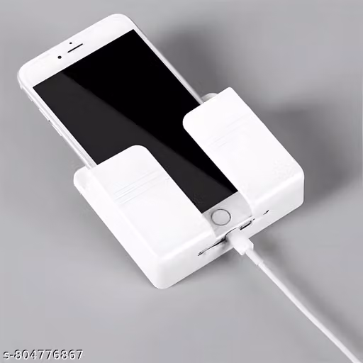 Wall Mount Mobile Holder for Home – Self-Adhesive Phone Charging Holder with Dual Hooks, Ideal for Bathroom, Kitchen, Bedroom, Office – Reusable ABS Build, Pack of 4