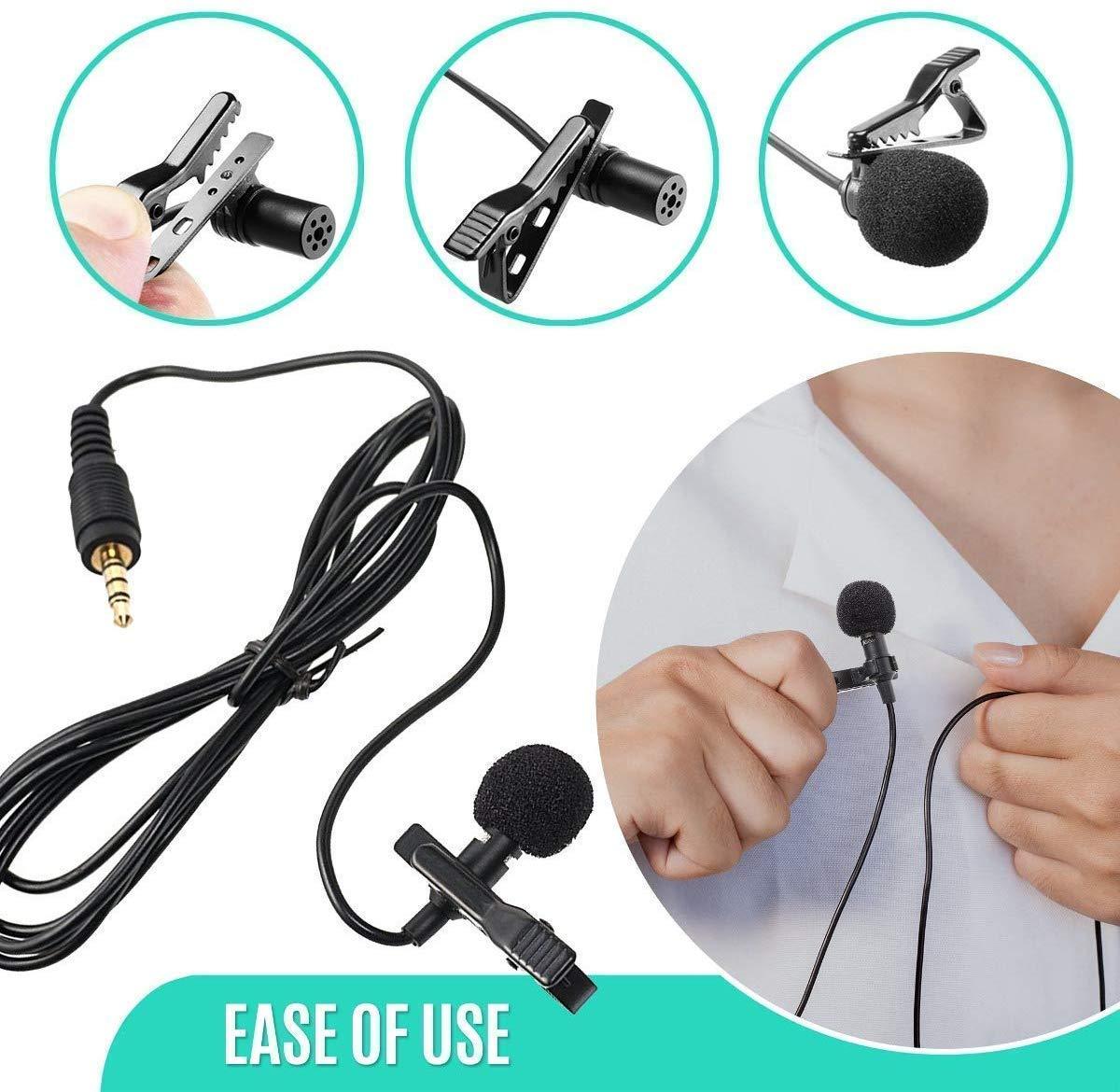 Clip On Mini Lapel Mic Mike Lavaliere Microphone / collor 3.5mm mike (Black)
