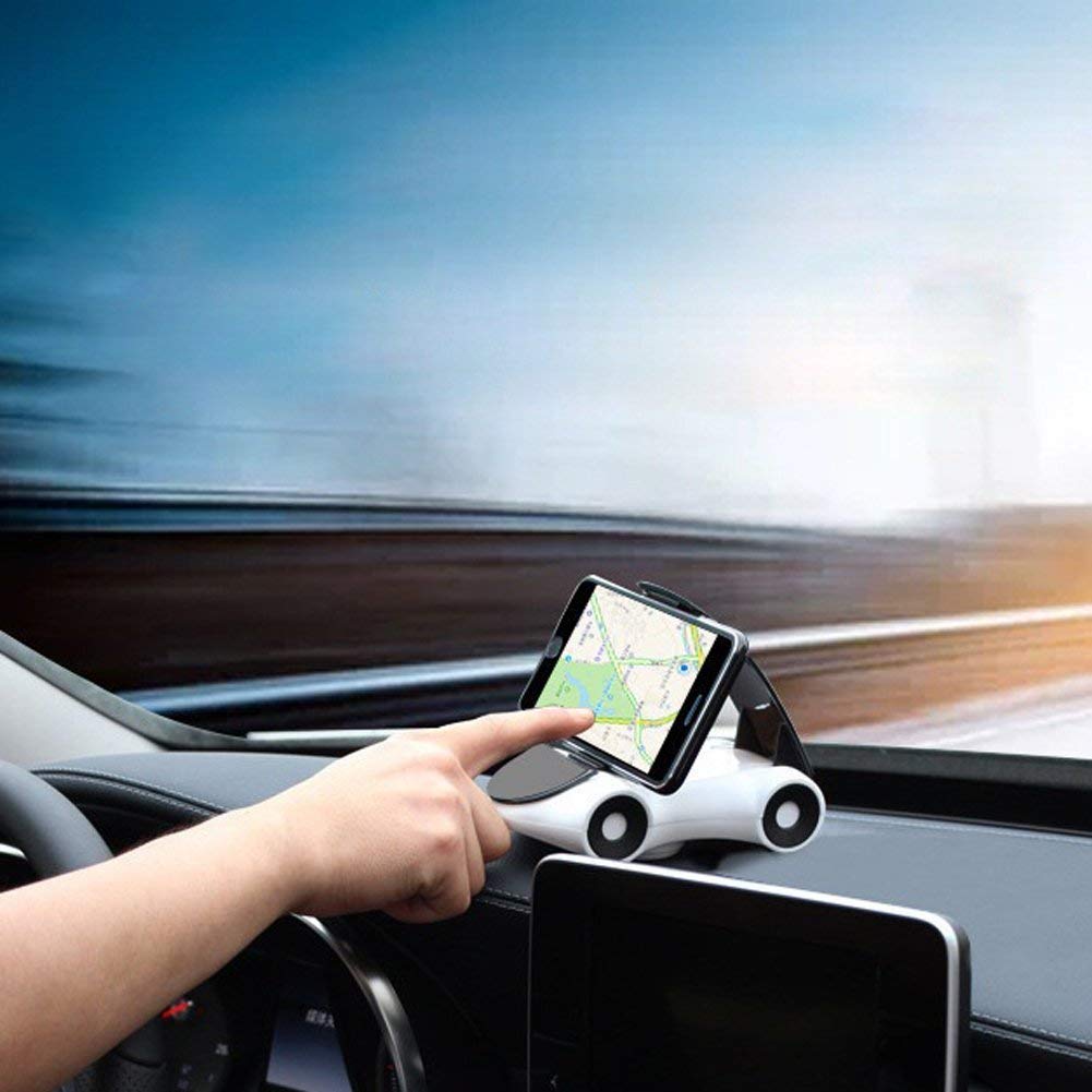Car Shape 360-Degree Rotating Mobile Car Mount Holder Stand with Car Perfume, Windscreen, Dashboard and Table Desk with Double Grip Holder- Multi Color