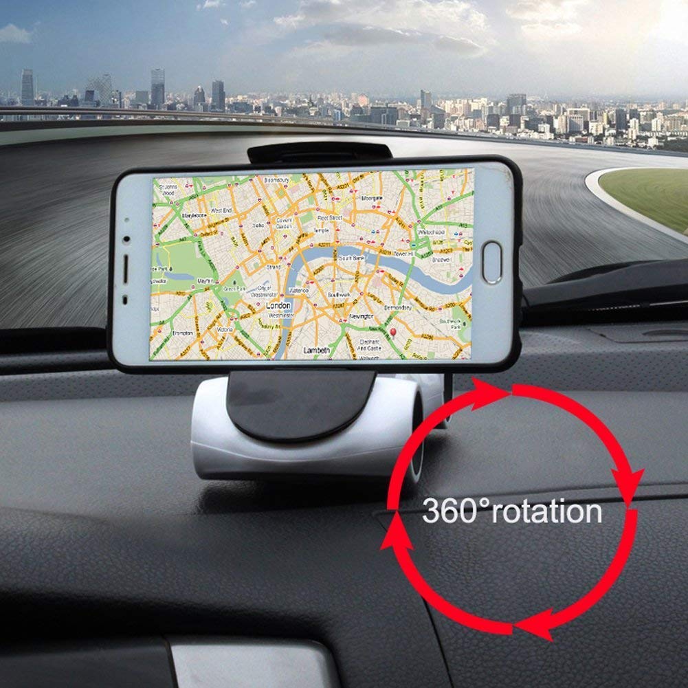 Car Shape 360-Degree Rotating Mobile Car Mount Holder Stand with Car Perfume, Windscreen, Dashboard and Table Desk with Double Grip Holder- Multi Color