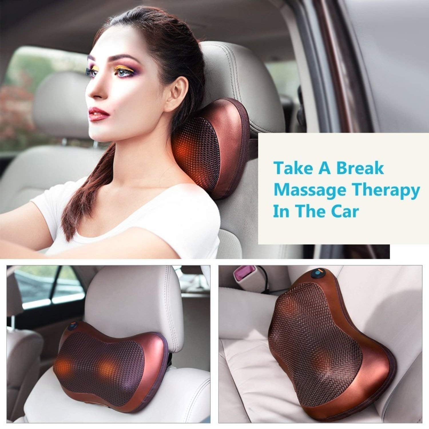 Car & Home Body Massage Pillow neck massager 2 in 1 Heating, Magnetic Massage cushion seat stress pain relief relax massage