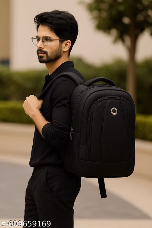 SHREE JI SOLID BLACK16 INCH PADDED LAPTOP BAG
