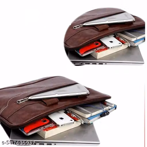 SHREE JI CREATION DARK BROWN LEATHER LAPTOP BAG