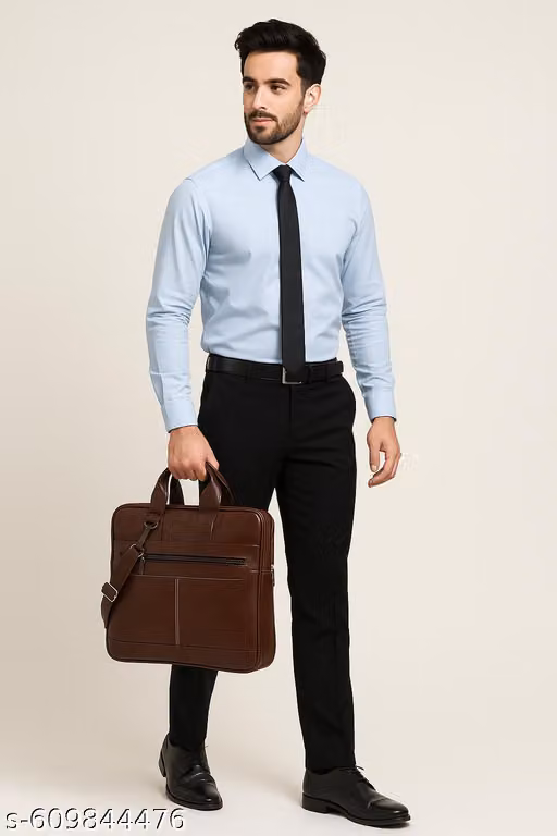 Zipper Leather Laptop & Messenger Bag / Men Bag / Cross Body Bags (Brown)