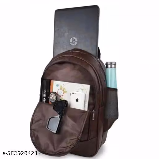 BIG SIZE LAPTOP LEATHERISH BACKPACK FOR MEN BACKPACK BAGS BAGPACK ( BROWN)