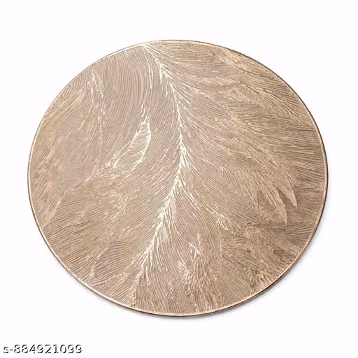 Home Decor Round Table Mats Set | Stylish Golden Placemats Pack of 6 | Easy Clean