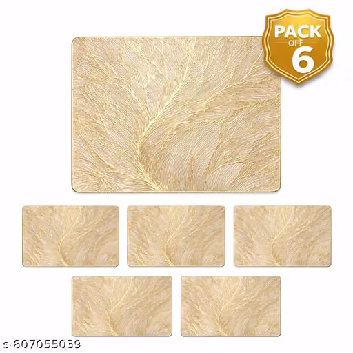 Premium Imported Style Gold Dining Table Mat Set (6 Pieces)