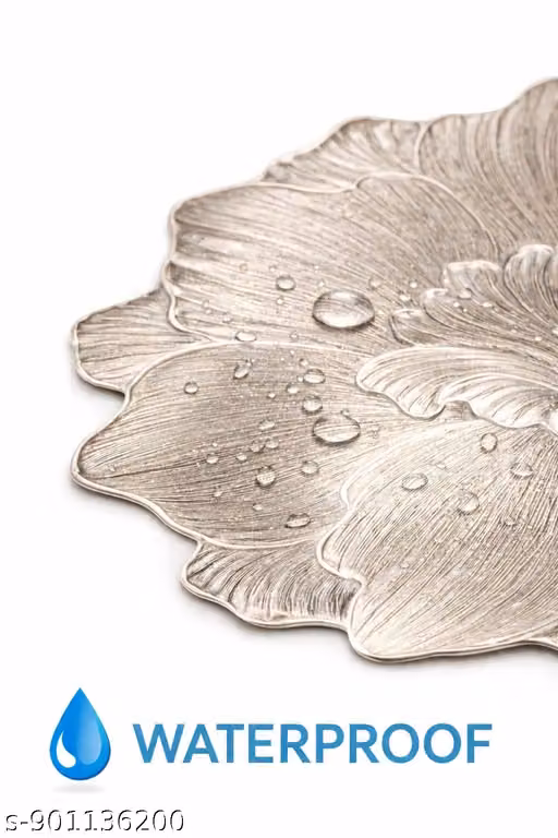 FLOWER Shape Placemats for Dining | Table Luxury Placemats Set of 1 Golden Table Mats | Washable Mats