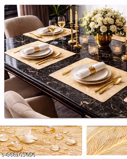 Premium Gold Leaf Pattern Dining Table Mat – Pack of 6 | Heat Resistant & Easy to Clean Placemats