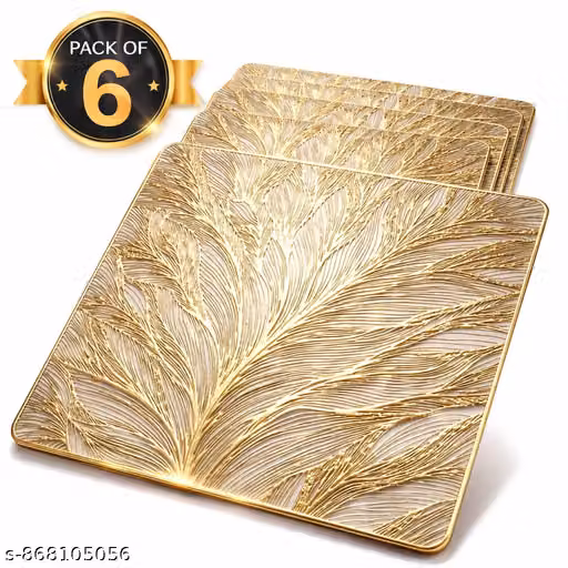 Premium Gold Leaf Pattern Dining Table Mat – Pack of 6 | Heat Resistant & Easy to Clean Placemats