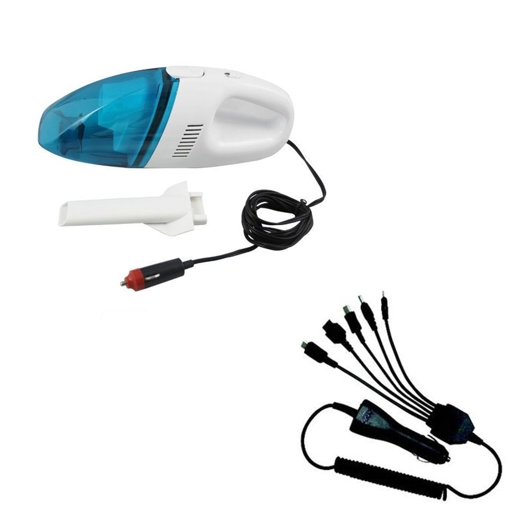 Combo - 12V Portable Car Vacuum Cleaner + Universal Car Charger for Mobiles