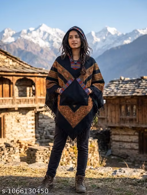 Woolen poncho black