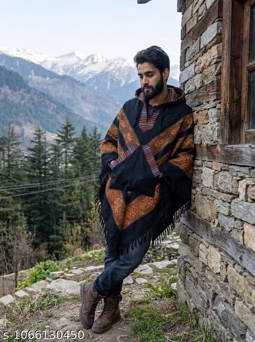 Woolen poncho black