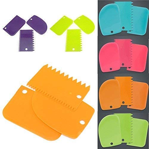 3pcs Set Plastic Dough Bench Scraper Cake Cutter, Chopper, Smoother Icing Fondant Cake Decorating Pastry Baking Tool (Color May Vary)