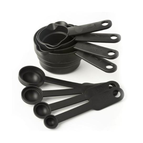 Black Measuring Cups and Spoons - 8 Pcs Set