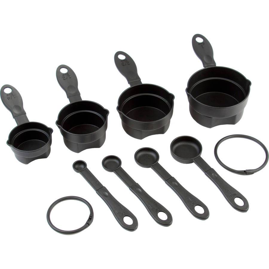 Black Measuring Cups and Spoons - 8 Pcs Set