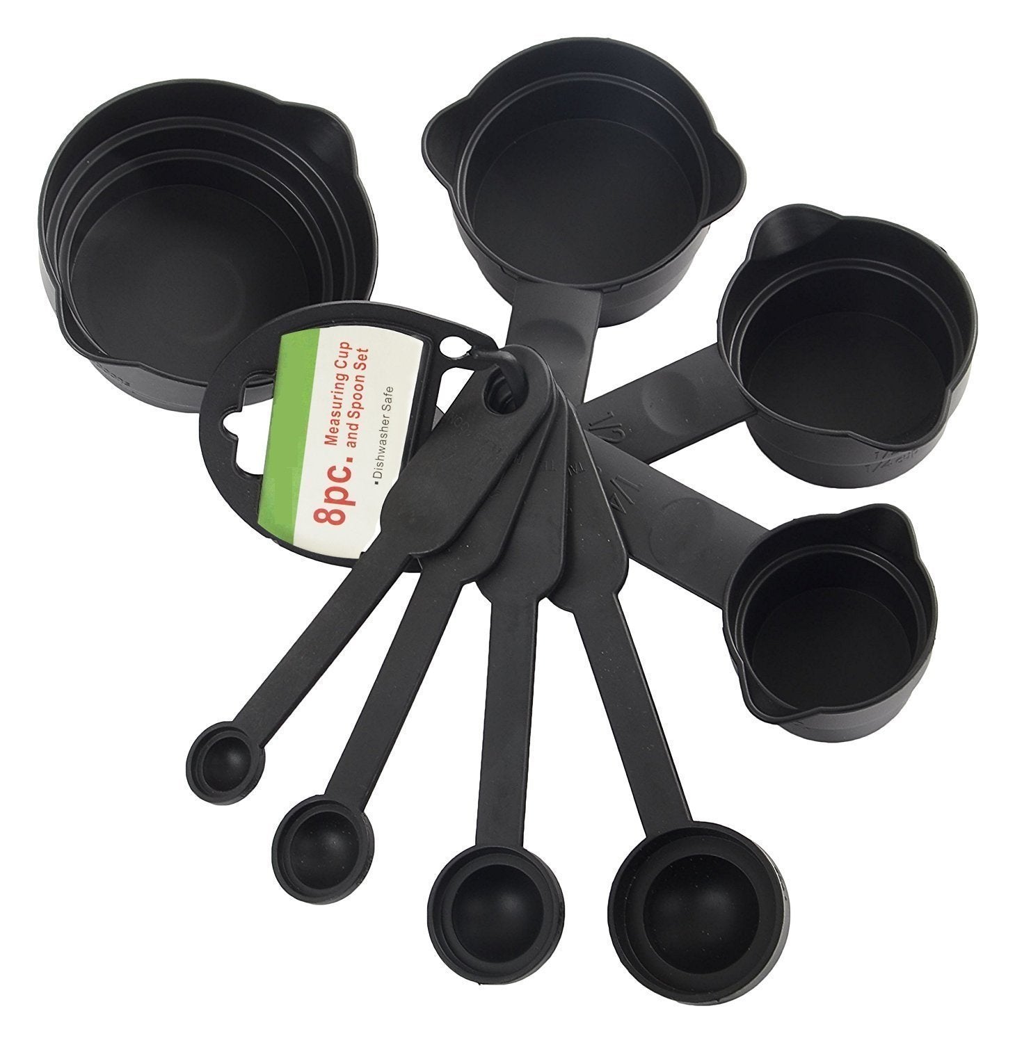 Black Measuring Cups and Spoons - 8 Pcs Set