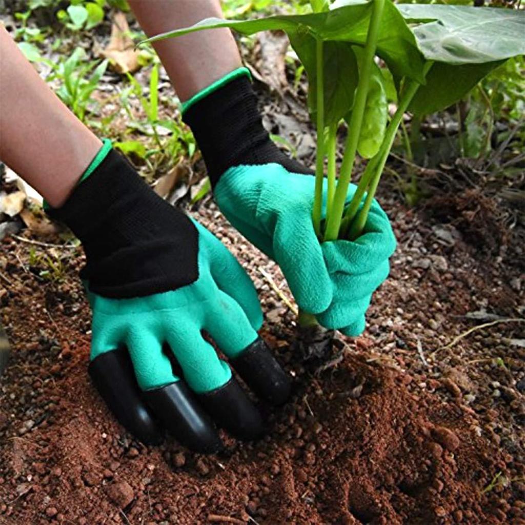 Gardening Gloves, Garden Gloves with Right Hand Fingertips ABS Claws for Pruning, Digging & Planting, One Pair