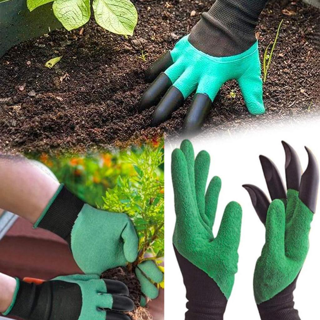 Gardening Gloves, Garden Gloves with Right Hand Fingertips ABS Claws for Pruning, Digging & Planting, One Pair