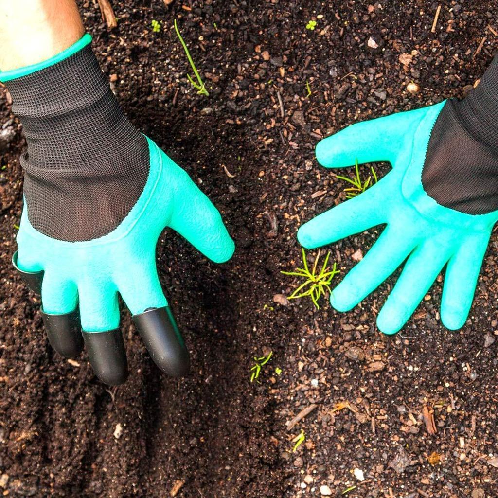 Gardening Gloves, Garden Gloves with Right Hand Fingertips ABS Claws for Pruning, Digging & Planting, One Pair