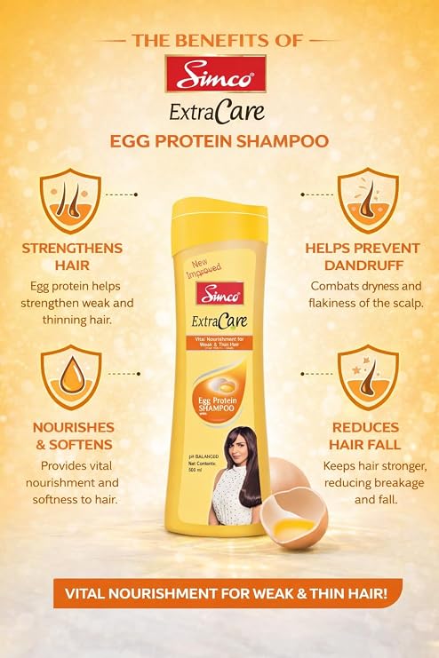 Simco Oxyveda Extra Care Egg Protein Hair Shampoo, 500 ml Pack Of 2